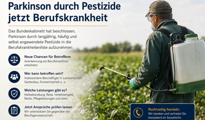 Parkinson durch Pestizide jetzt Berufskrankheit – Neue Chancen für Betroffene